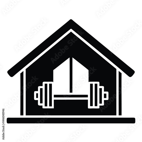 Home Gym Fitness Icon, Home Workout, Strength Training, Exercise Equipment, Barbell