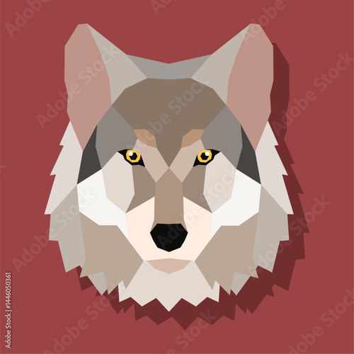 Geometric wolf face art. Vector