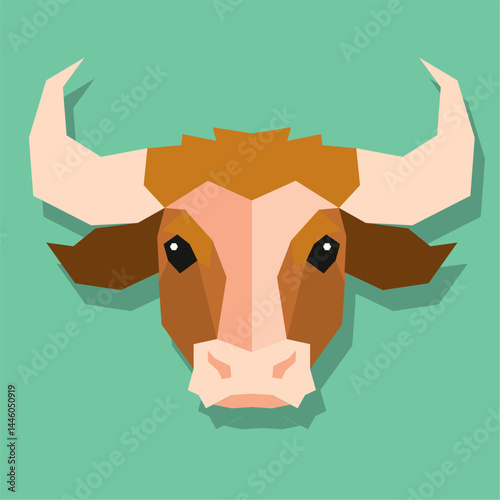 Angular bull portrait. Vector