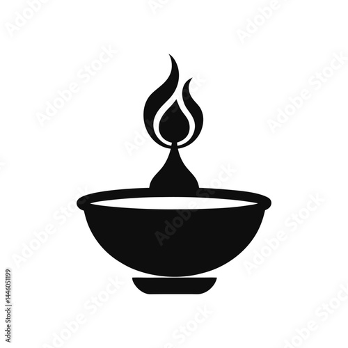Diya oil lamp for indian decoration on white background