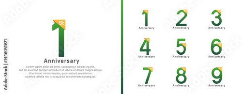 set of anniversary logo style. vector design green color for celebration