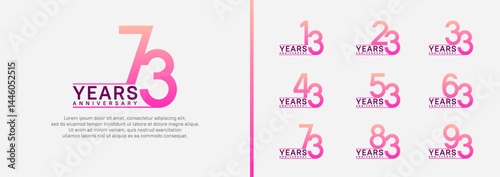 set of anniversary logo style. vector design pink color for celebration