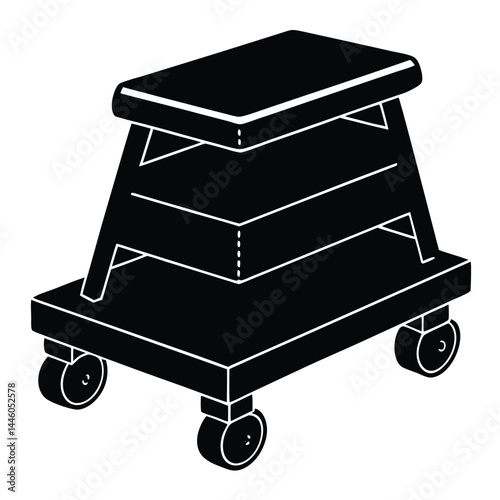 librarian element isolated rolling step stool on white background