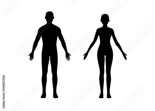 Silhouette of Adult Man or Woman PNG Clip Art on White Background
