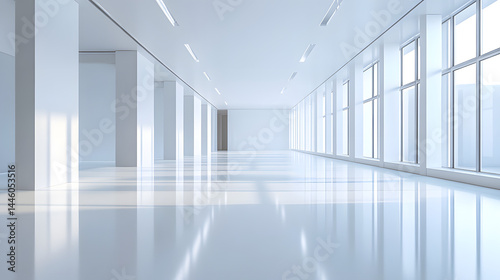 Modern office space minimalist design interior pure white background professional environment