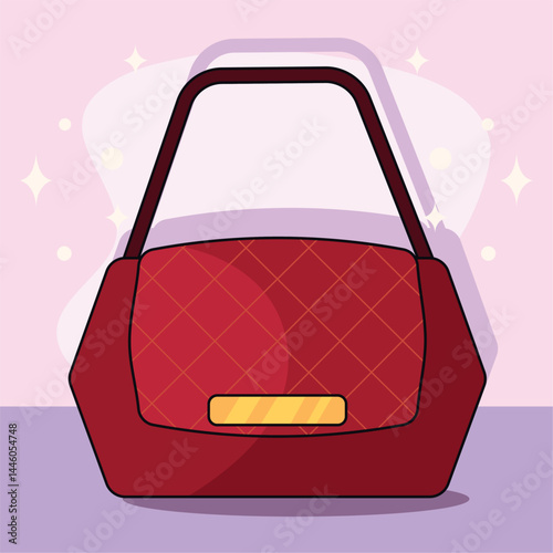 Elegant colored leather handbag. Vector