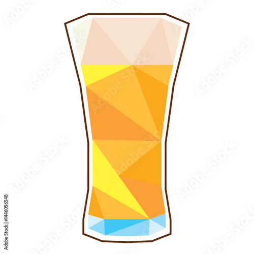 Tall beer polygonal glass. Vector photo