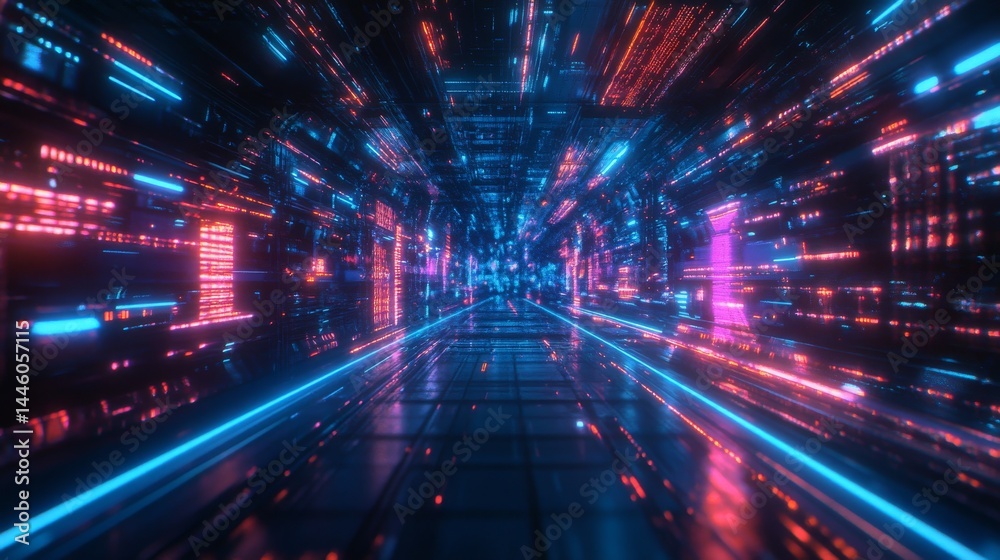 Fast tech in a big city! Abstract lights show speed.
Fast tech in a big city! Abstract lights show speed.