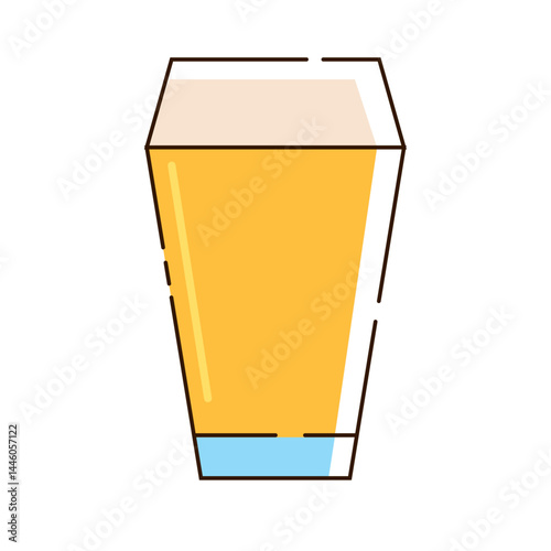 Flat pint drink glass. Vector