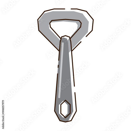 Flat metal bottle opener. Vector