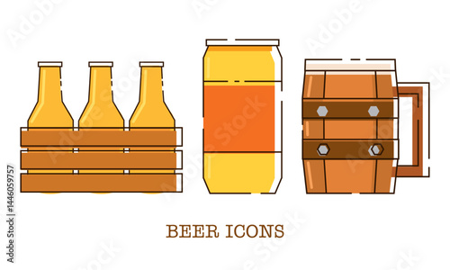 Beer icons collection set. Vector