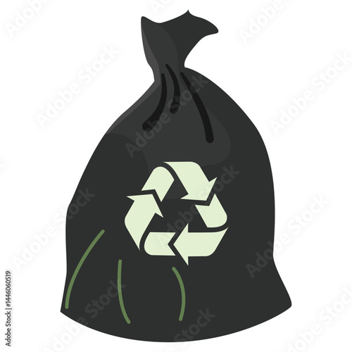 Black recycle waste bag. Vector