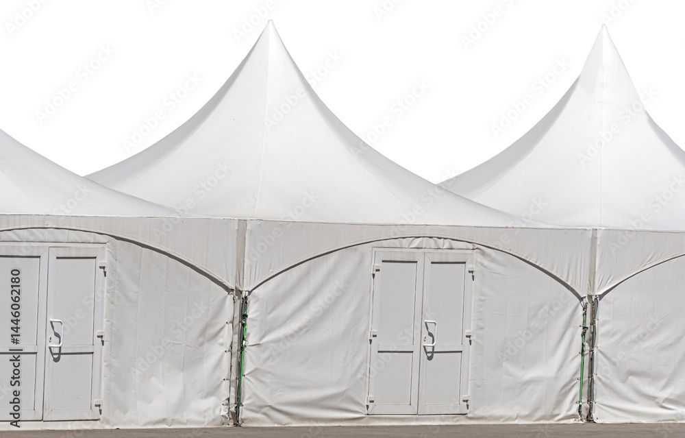 Large white tents on a white