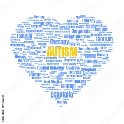 Heart-Shaped Autism Word Cloud With Related Concepts and Terms