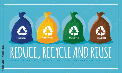 Color bins for recycling. Vector