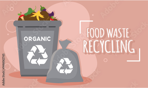 Organic waste in trash bin. Vector