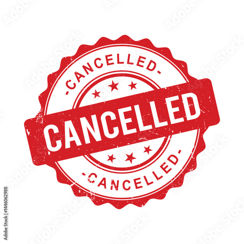 Cancelled Red Rubber Stamp. Cancelled vector stamp