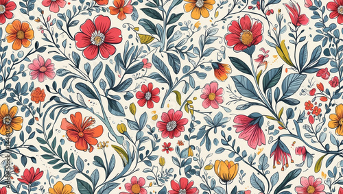 seamless floral pattern with poppies
