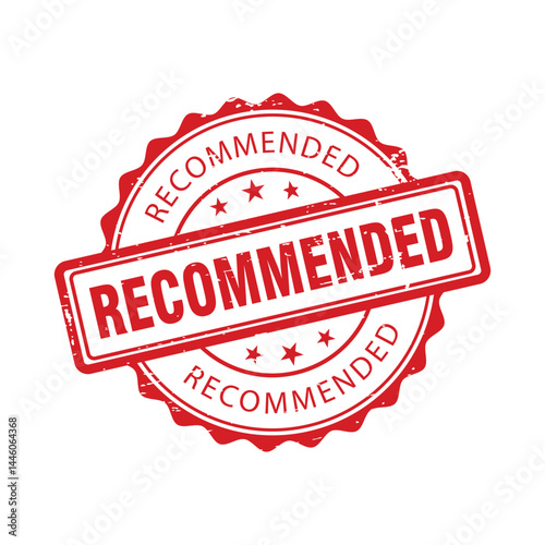 Recommended Rubber Stamp vector. Red Recommended Rubber Grunge Stamp. Seal Vector Illustration 