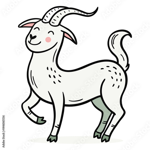 A minimalist-line-drawing-of-a-goat-stretching  