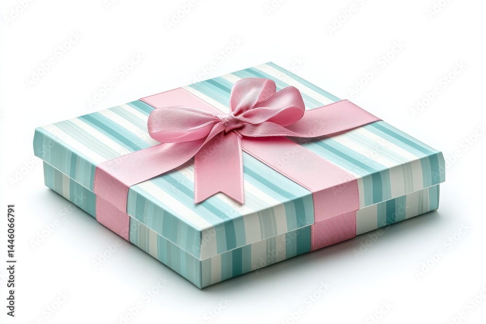 Obraz premium A lovely gift box with a pink ribbon perfect for any occasion Striped design soft light