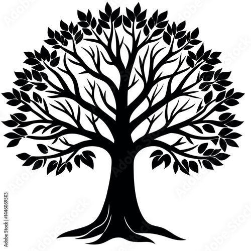 Tree silhouette vector icon. vector tree icon.Vector tree silhouette