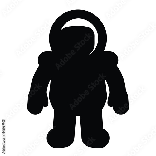 Bold Cartoon Silhouette of Astronaut in Spacesuit ready for Cosmic Adventure