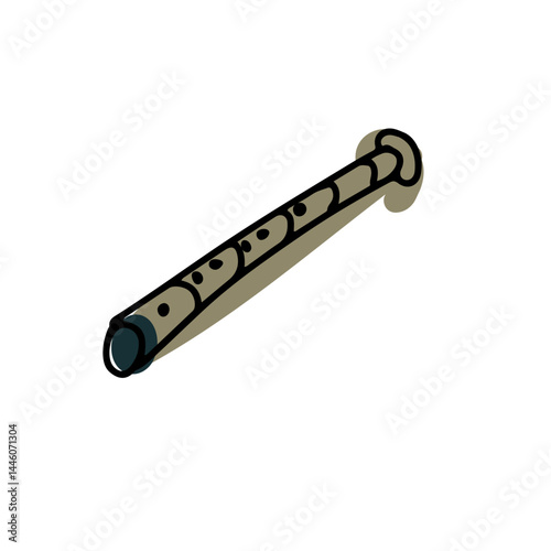 Ney. Oriental Music Instrument. Vector, Turkey. Hand drawn vector illustration.