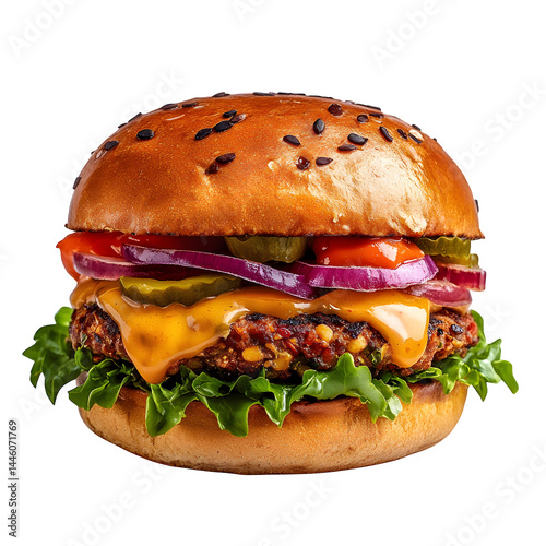 Vegetarian burger isolated on white background