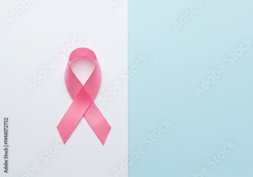 Obraz na płótnie Pink awareness ribbon on backdrop. Breast cancer symbol for solidarity and support. Concept of health, hope, and finding a cure for medical illustration. w salonie
