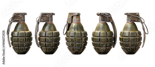 Pack of Grenades Against Transparent Background for Military Branding, Action Graphics, or Tactical Design Projects
