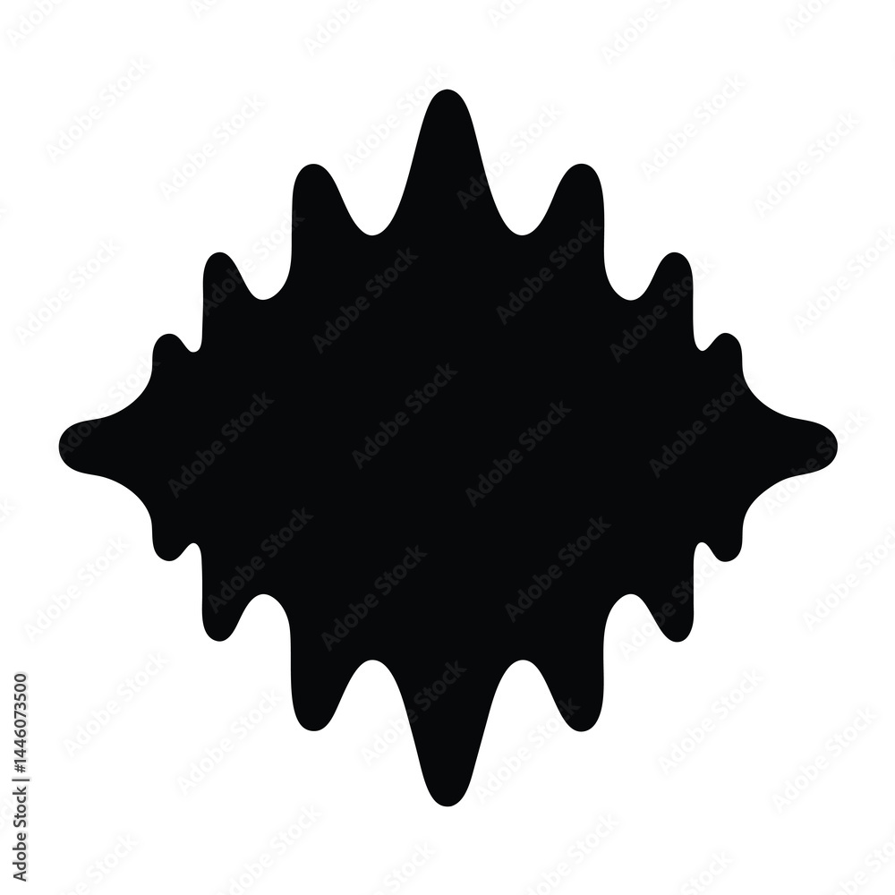 Black fluid shape symmetrical design on a white background creating a unique form