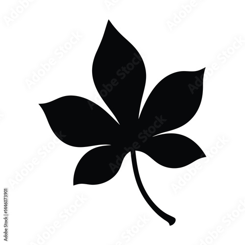 Tableau sur toile Silhouette of a Buckeye or Horse Chestnut Leaf on White Background
