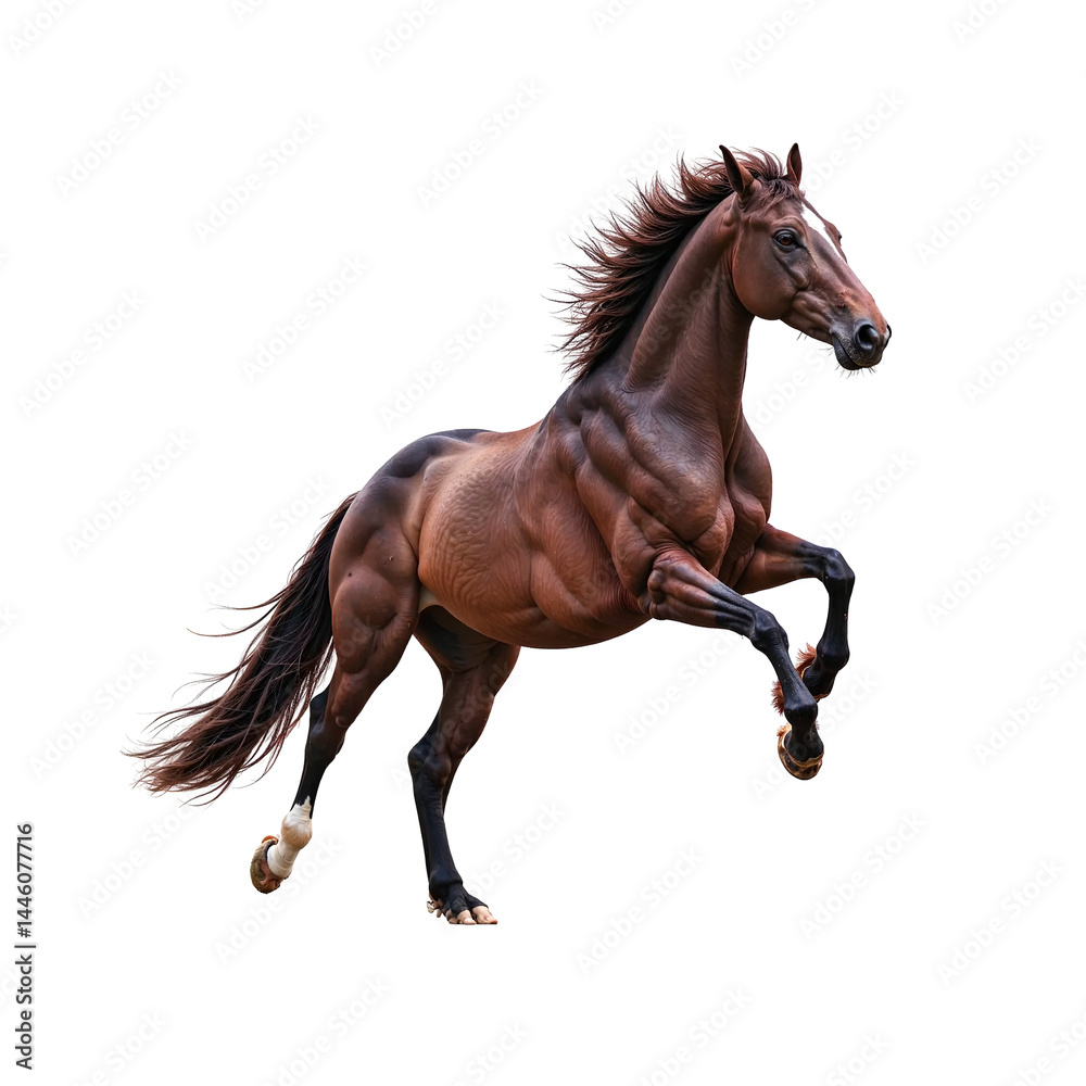Powerful Horse Rearing Up on Transparent or White Background Studio Shot Powerful Horse Rearing Up on Transparent or White Background Studio Shot