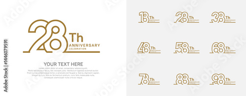 Anniversary logo set vector design, brown color for celebration event