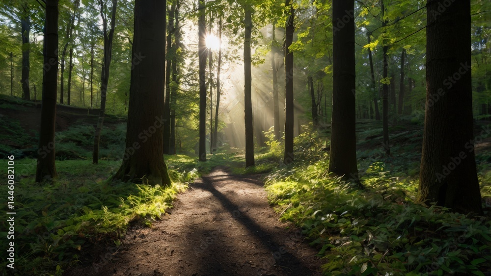 Obraz premium Panoramic_landscape sunset in the forest