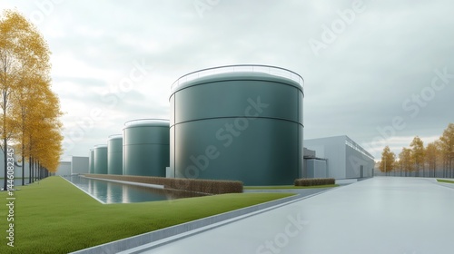 Obraz na płótnie Biogas plant processing organic waste into renewable energy w salonie