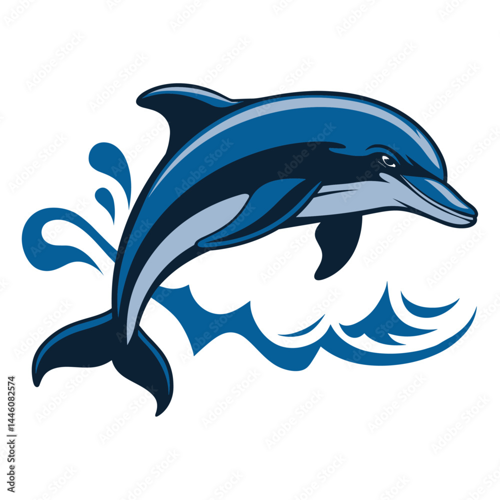 Obraz premium Dolphin retro logo illustration creature dynamic vector illustration