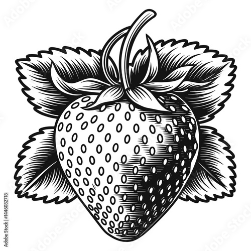 Strawberry tattoo art illustration fruit vector.