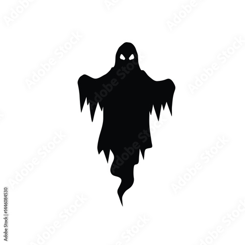 Spooky black ghost silhouette halloween graphic vector illustration image