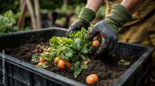 Obraz na płótnie Farmer harvesting fresh organic carrots from soil in garden w salonie