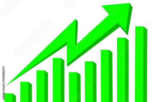 Free Download Business graph or chart with arrow isolated on transparent background. 3D green arrow graph chart for presentation, business, financial, marketing, etc. PNG  - GFXLoad