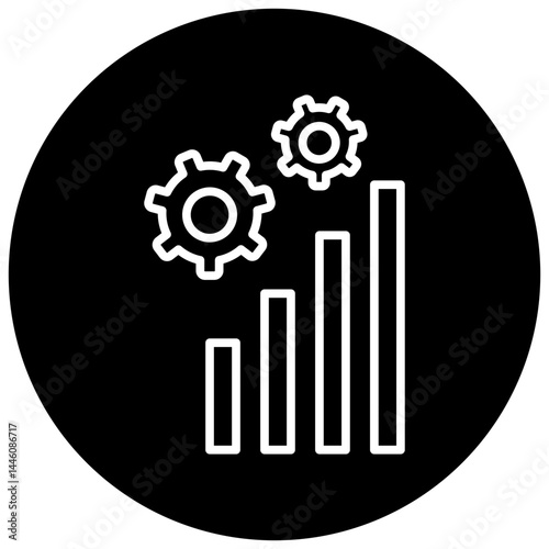 Increased Productivity Black Circle Icon, Increased Productivity Icon – Efficiency Boost, Performance Growth, Time Management Symbol in Vector Style
