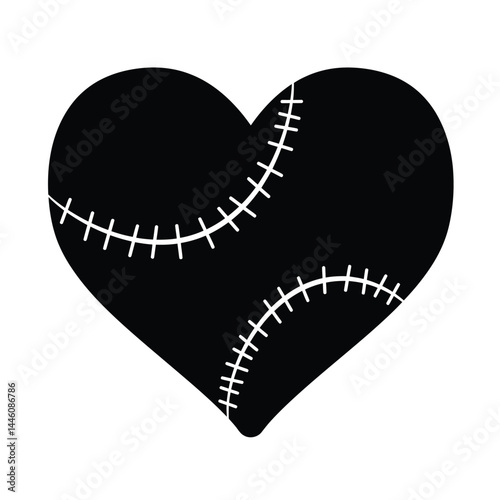Stitched heart vector graphic simple love and repair concept design