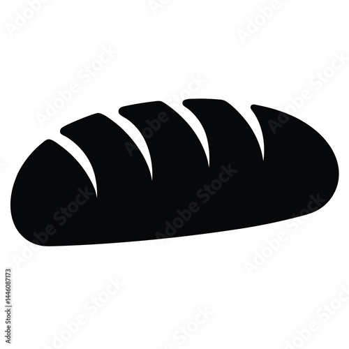 A Loaf of Sliced Bread in Black Silhouette with Rounded Edges