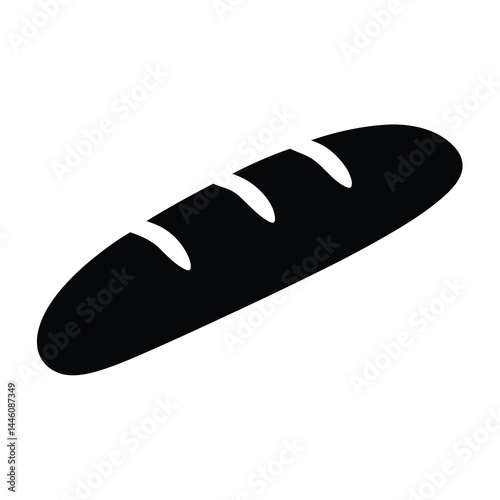 Black silhouette of a loaf of bread on white background illustration