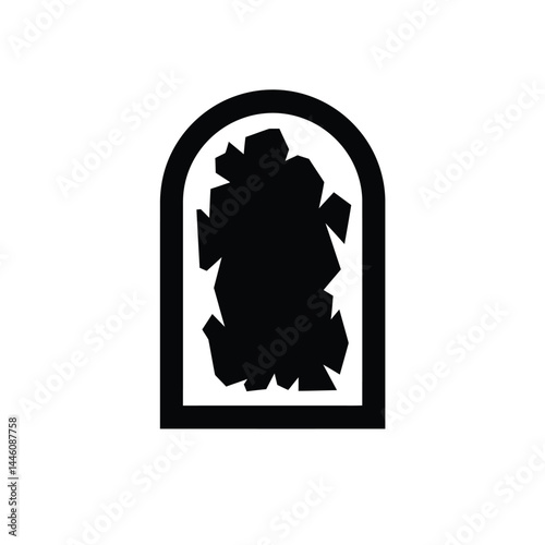 Broken window silhouette vector illustration damage symbolism isolated design element