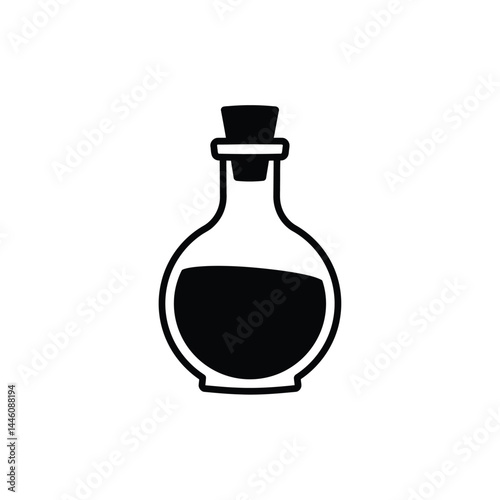 Potion bottle icon design mystical elixir vector illustration simple black and white art