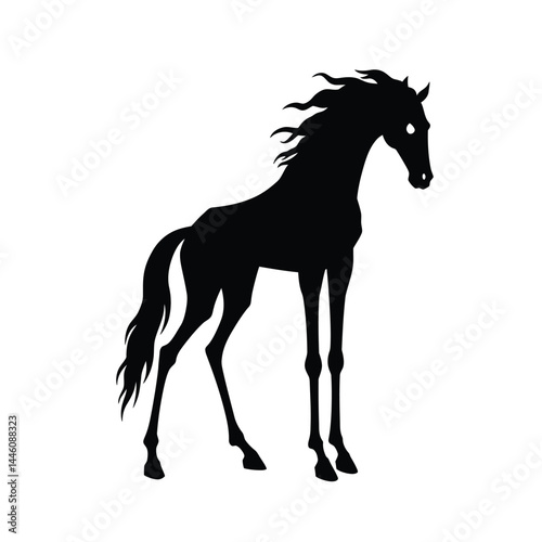 Silhouette of a horse with flowing mane elegant animal design