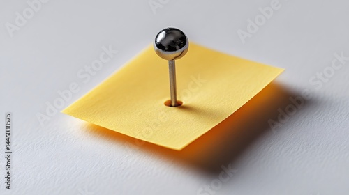 Obraz na płótnie Metallic pin attaching yellow sticky note to white background w salonie